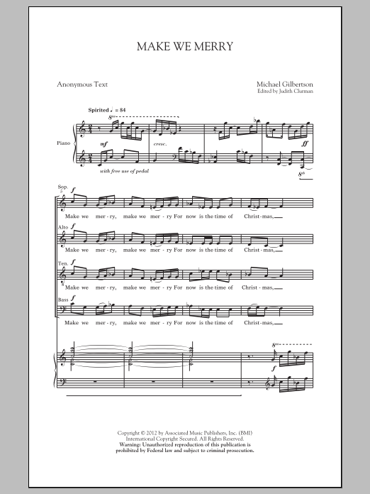 Download Michael Gilbertson Make We Merry Sheet Music and learn how to play SATB PDF digital score in minutes