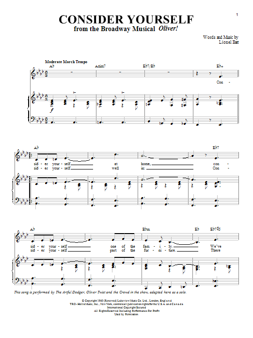 Download Michael Goodman Consider Yourself Sheet Music and learn how to play Piano & Vocal PDF digital score in minutes