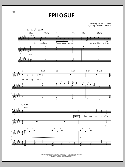 Download Michael Gore Epilogue Sheet Music and learn how to play Piano & Vocal PDF digital score in minutes