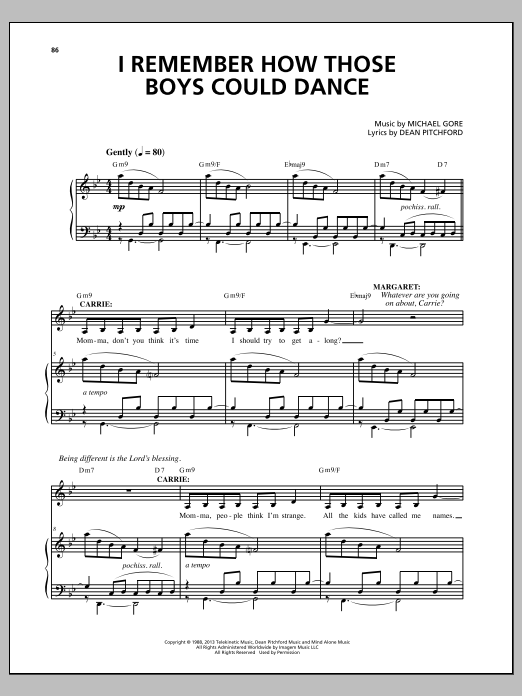 Download Michael Gore I Remember How Those Boys Could Dance Sheet Music and learn how to play Piano & Vocal PDF digital score in minutes