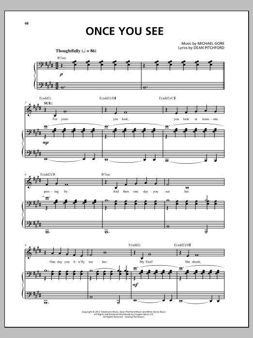 Download Michael Gore Once You See Sheet Music and learn how to play Piano & Vocal PDF digital score in minutes