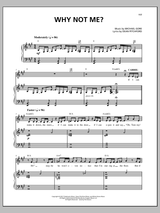 Download Michael Gore Why Not Me? Sheet Music and learn how to play Piano & Vocal PDF digital score in minutes