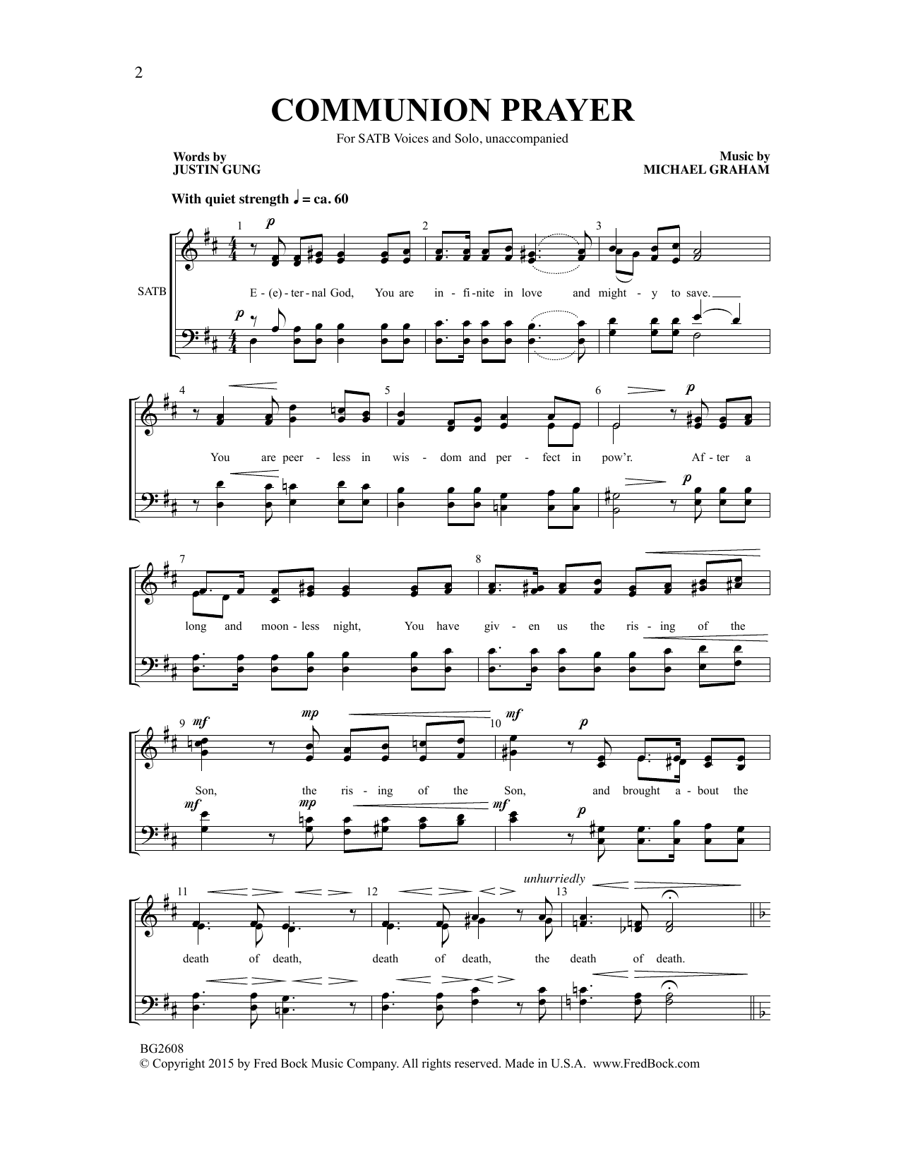 Download Michael Graham Communion Prayer Sheet Music and learn how to play SATB Choir PDF digital score in minutes