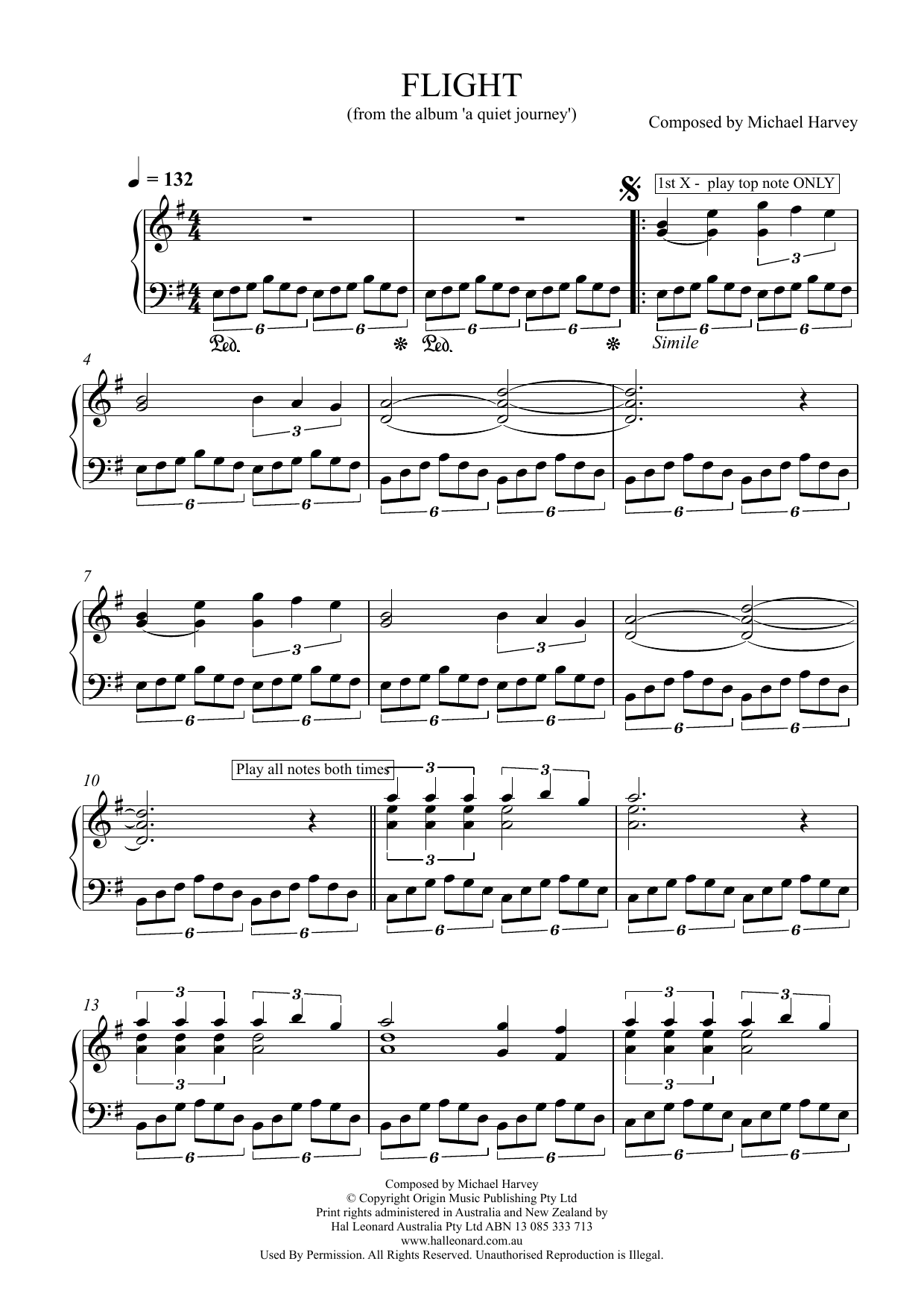Download Michael Harvey Flight Sheet Music and learn how to play Piano Solo PDF digital score in minutes