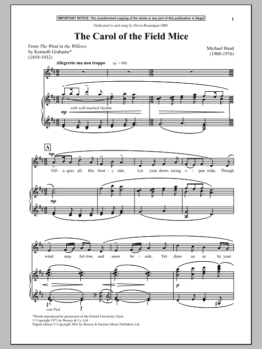 Download Michael Head The Carol Of The Field Mice Sheet Music and learn how to play Piano PDF digital score in minutes