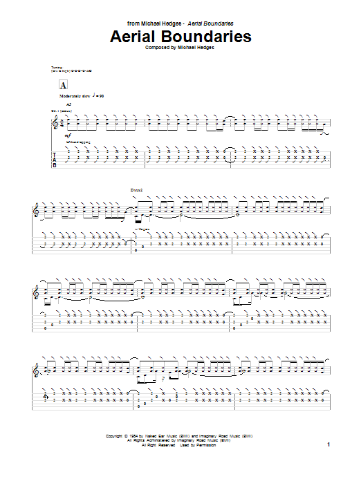 Download Michael Hedges Aerial Boundaries Sheet Music and learn how to play Guitar Tab PDF digital score in minutes