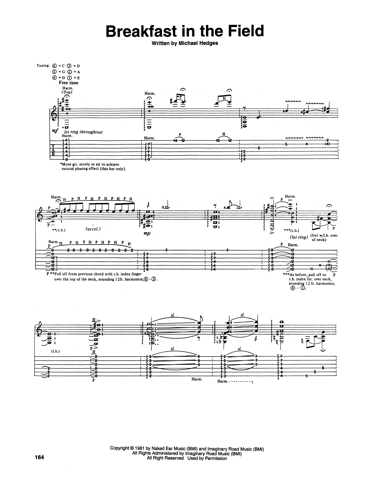 Download Michael Hedges Breakfast In The Field Sheet Music and learn how to play Guitar Tab PDF digital score in minutes
