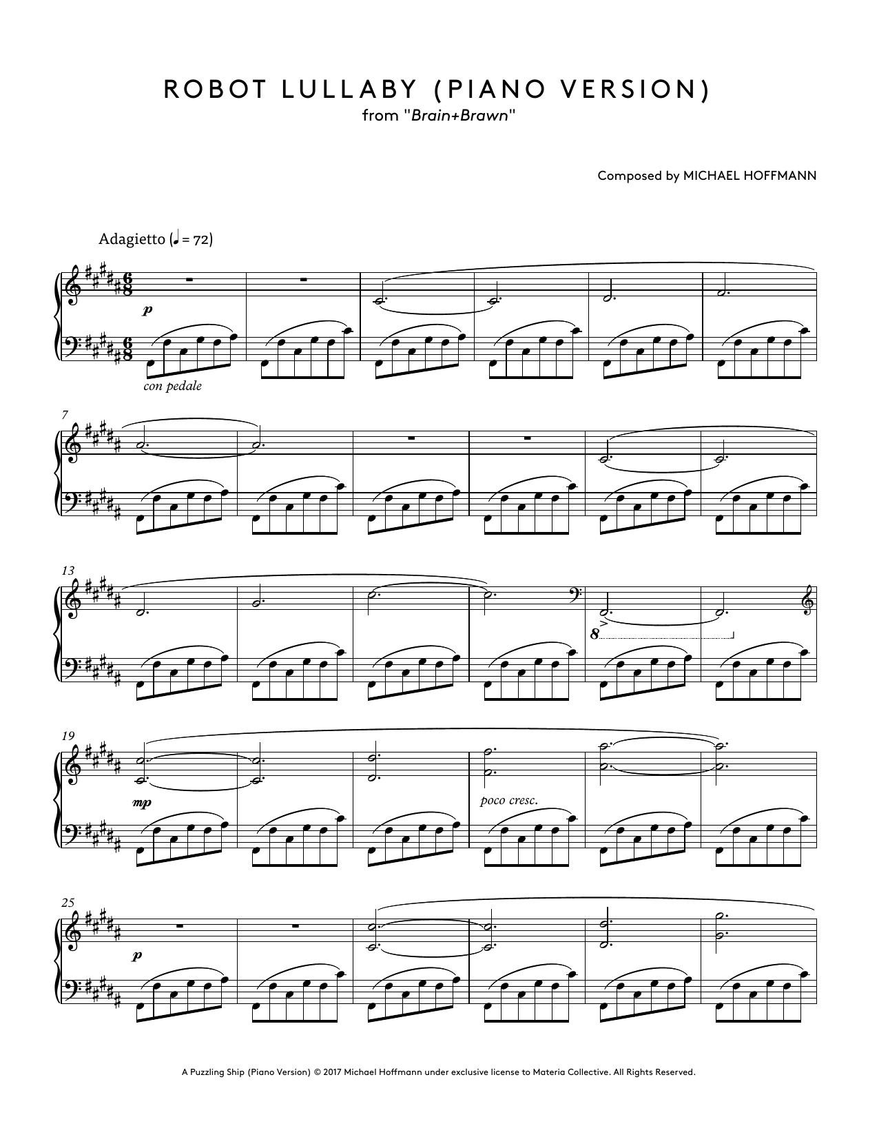 Download Michael Hoffmann Robot Lullaby Sheet Music and learn how to play Piano Solo PDF digital score in minutes
