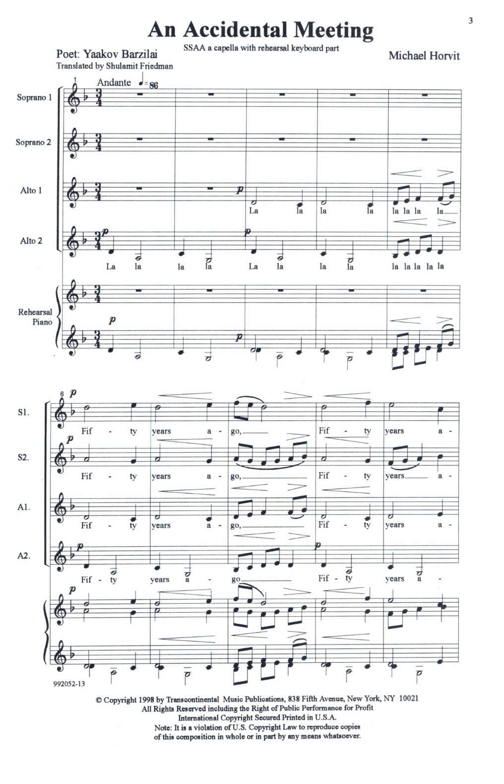 Download Michael Horvit A Child's Journey Sheet Music and learn how to play SSAA Choir PDF digital score in minutes