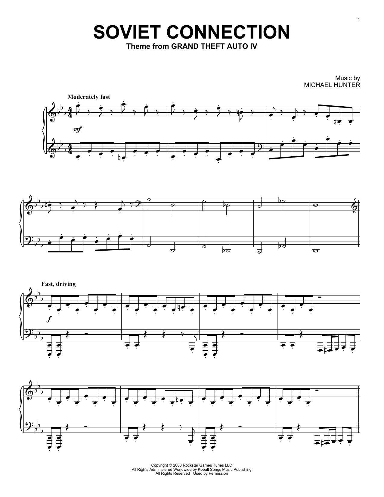 Download Michael Hunter Soviet Connection (from Grand Theft Auto IV) Sheet Music and learn how to play Piano Solo PDF digital score in minutes