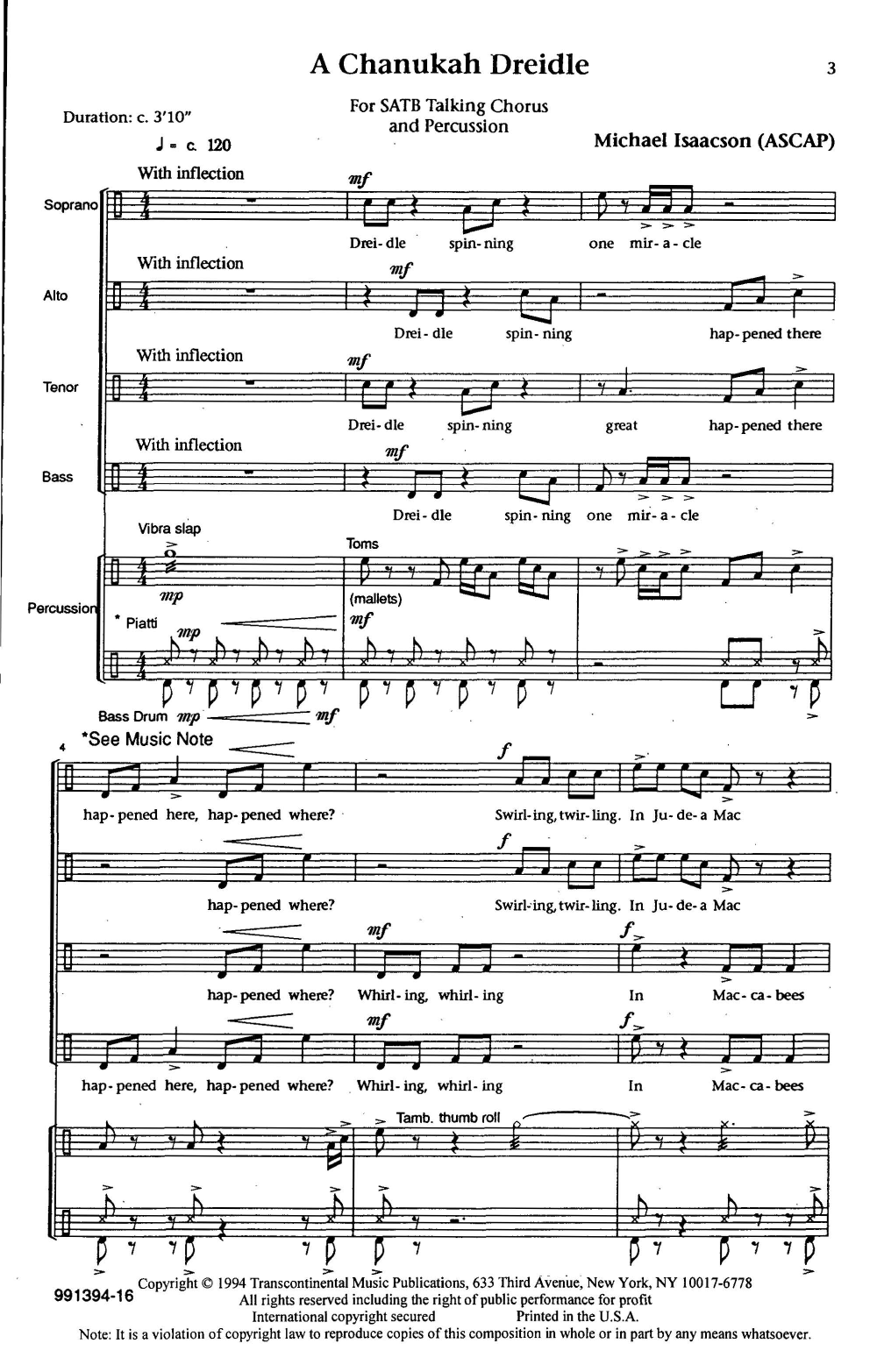 Download Michael Isaacson A Chanukah Dreidle Sheet Music and learn how to play SATB Choir PDF digital score in minutes