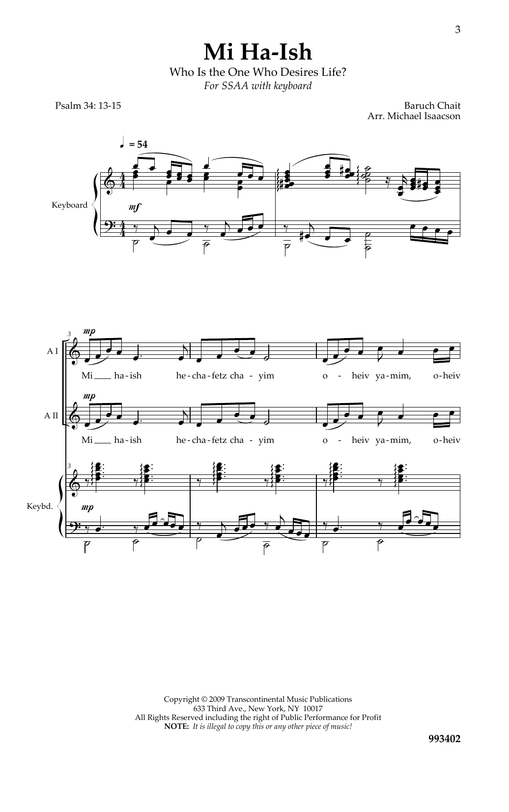 Download Michael Isaacson Mi Ha-Ish Sheet Music and learn how to play SSAA Choir PDF digital score in minutes