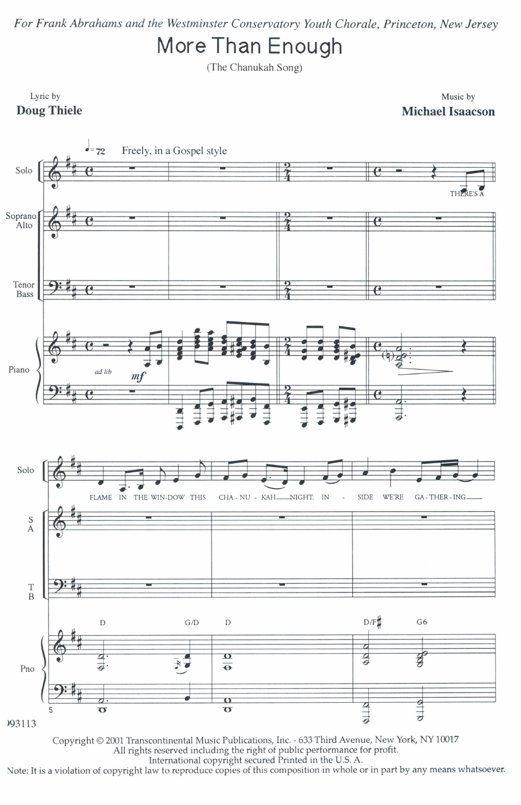Download Michael Isaacson More Than Enough Sheet Music and learn how to play SATB Choir PDF digital score in minutes