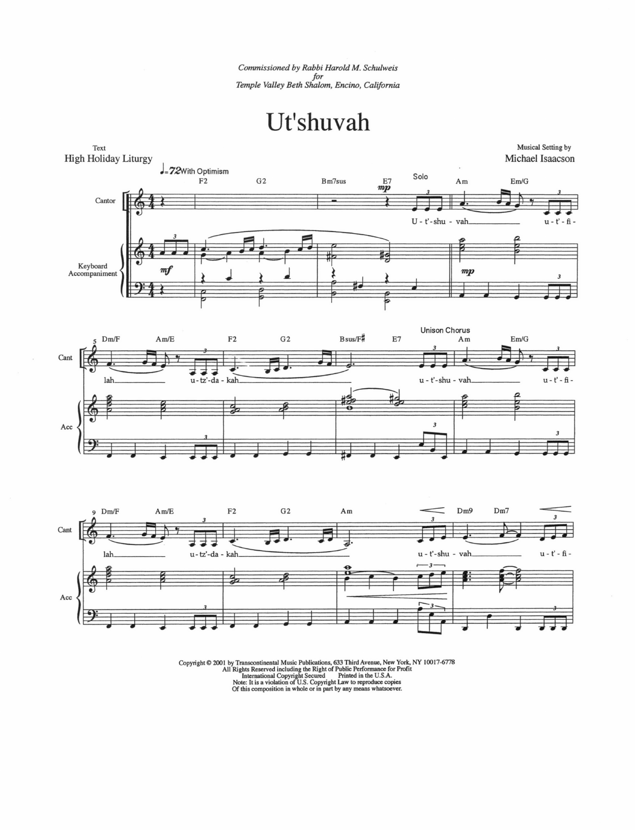 Download Michael Isaacson Two Pieces for the High Holy Days Sheet Music and learn how to play SATB Choir PDF digital score in minutes