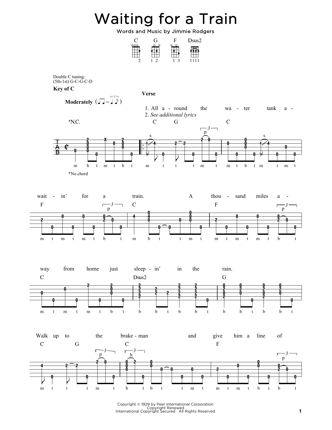 Download Michael J. Miles Waiting For A Train Sheet Music and learn how to play Banjo Tab PDF digital score in minutes