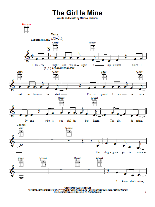 Download Michael Jackson & Paul McCartney The Girl Is Mine Sheet Music and learn how to play Ukulele PDF digital score in minutes