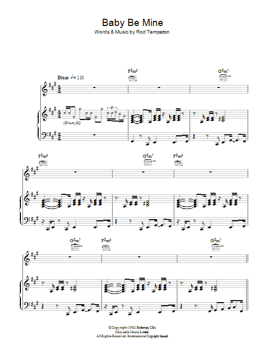 Download Michael Jackson Baby Be Mine Sheet Music and learn how to play Piano, Vocal & Guitar PDF digital score in minutes