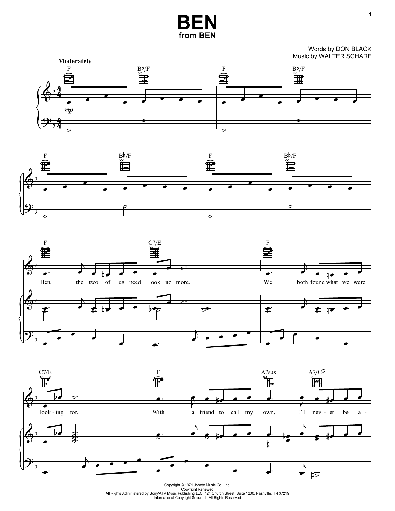 Download Michael Jackson Ben Sheet Music and learn how to play Easy Guitar PDF digital score in minutes