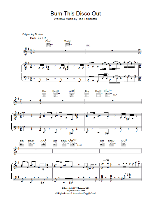 Download Michael Jackson Burn This Disco Out Sheet Music and learn how to play Piano, Vocal & Guitar PDF digital score in minutes