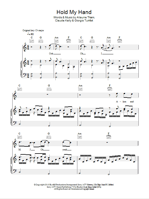Download Michael Jackson Hold My Hand (feat. Akon) Sheet Music and learn how to play Piano, Vocal & Guitar (Right-Hand Melody) PDF digital score in minutes