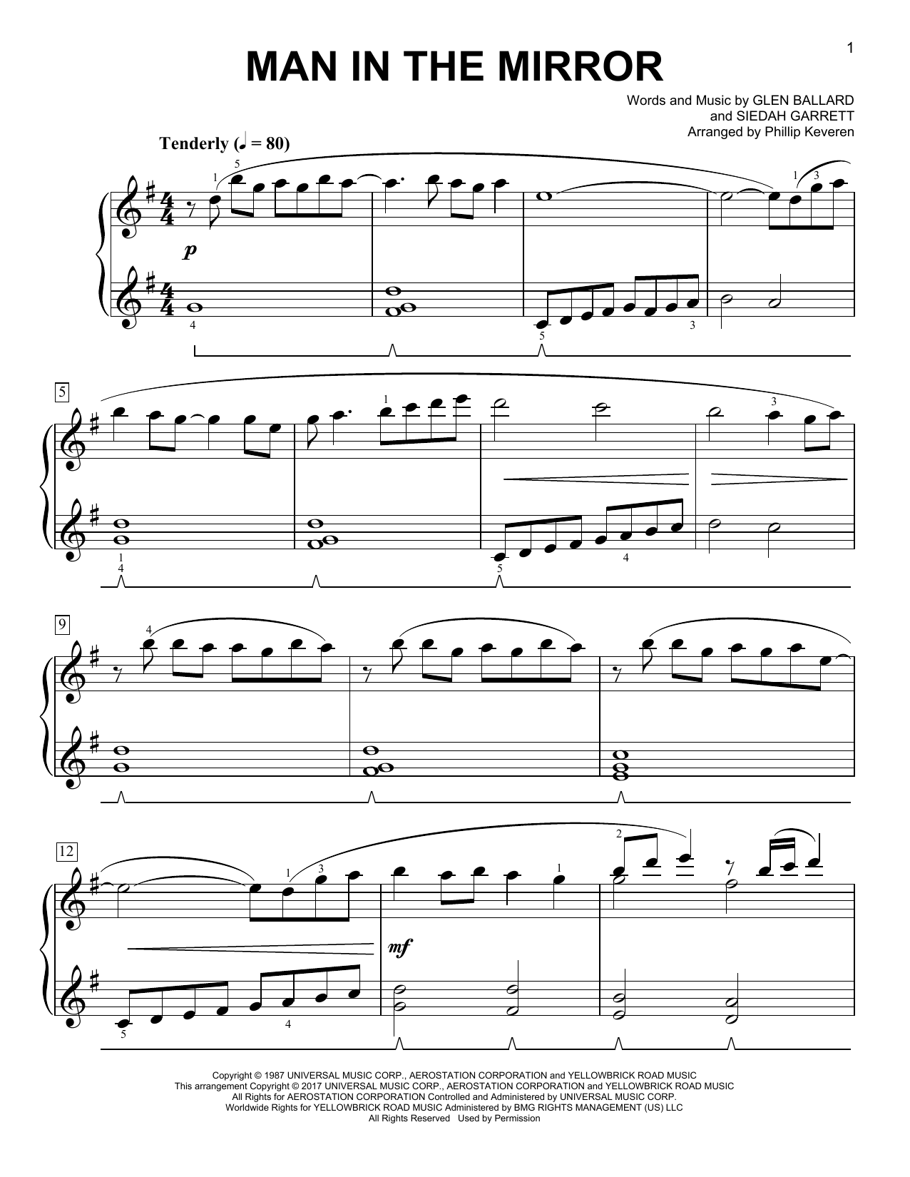 Download Phillip Keveren Man In The Mirror Sheet Music and learn how to play Easy Piano PDF digital score in minutes