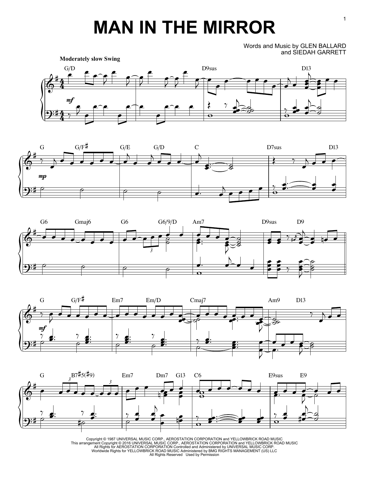Download Michael Jackson Man In The Mirror Sheet Music and learn how to play Piano PDF digital score in minutes