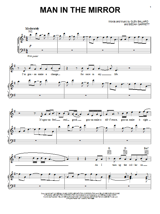 Download Michael Jackson Man In The Mirror Sheet Music and learn how to play Melody Line, Lyrics & Chords PDF digital score in minutes