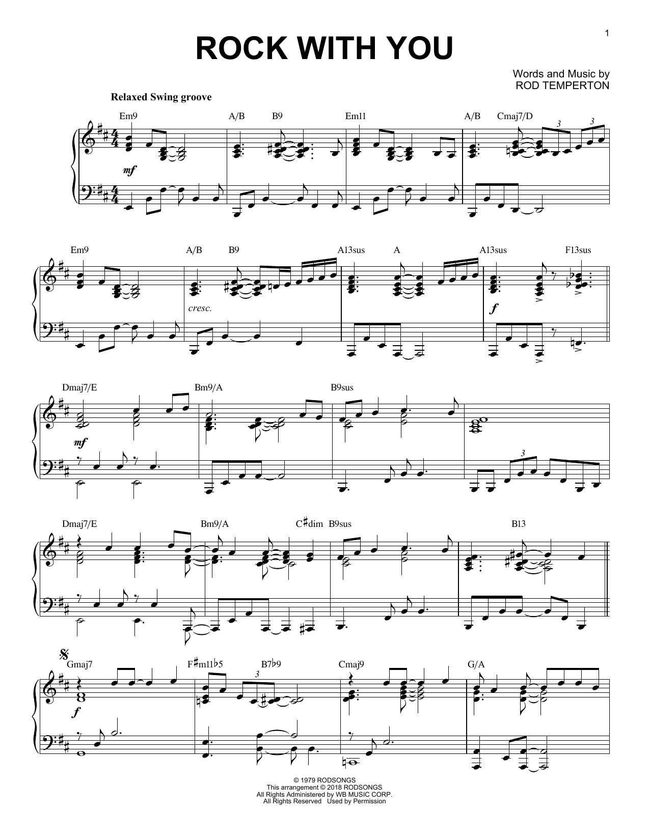 Download Michael Jackson Rock With You [Jazz version] Sheet Music and learn how to play Piano Solo PDF digital score in minutes