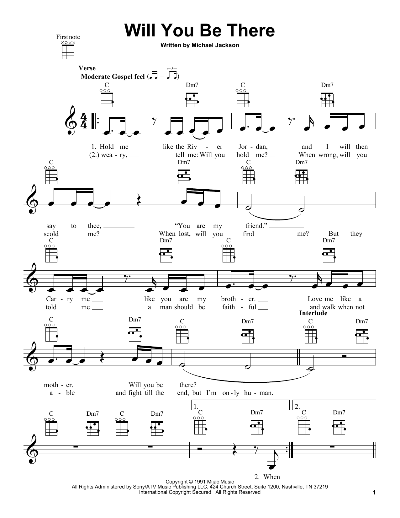 Download Michael Jackson Will You Be There Sheet Music and learn how to play Lyrics & Chords PDF digital score in minutes