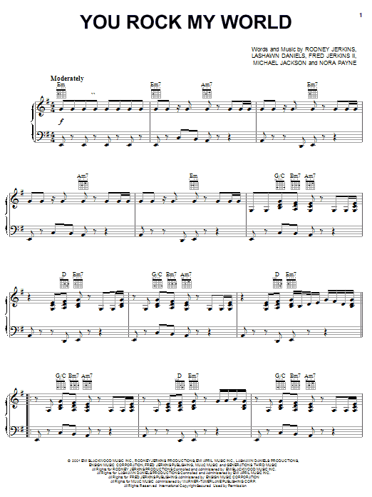 Download Michael Jackson You Rock My World Sheet Music and learn how to play Piano, Vocal & Guitar (Right-Hand Melody) PDF digital score in minutes