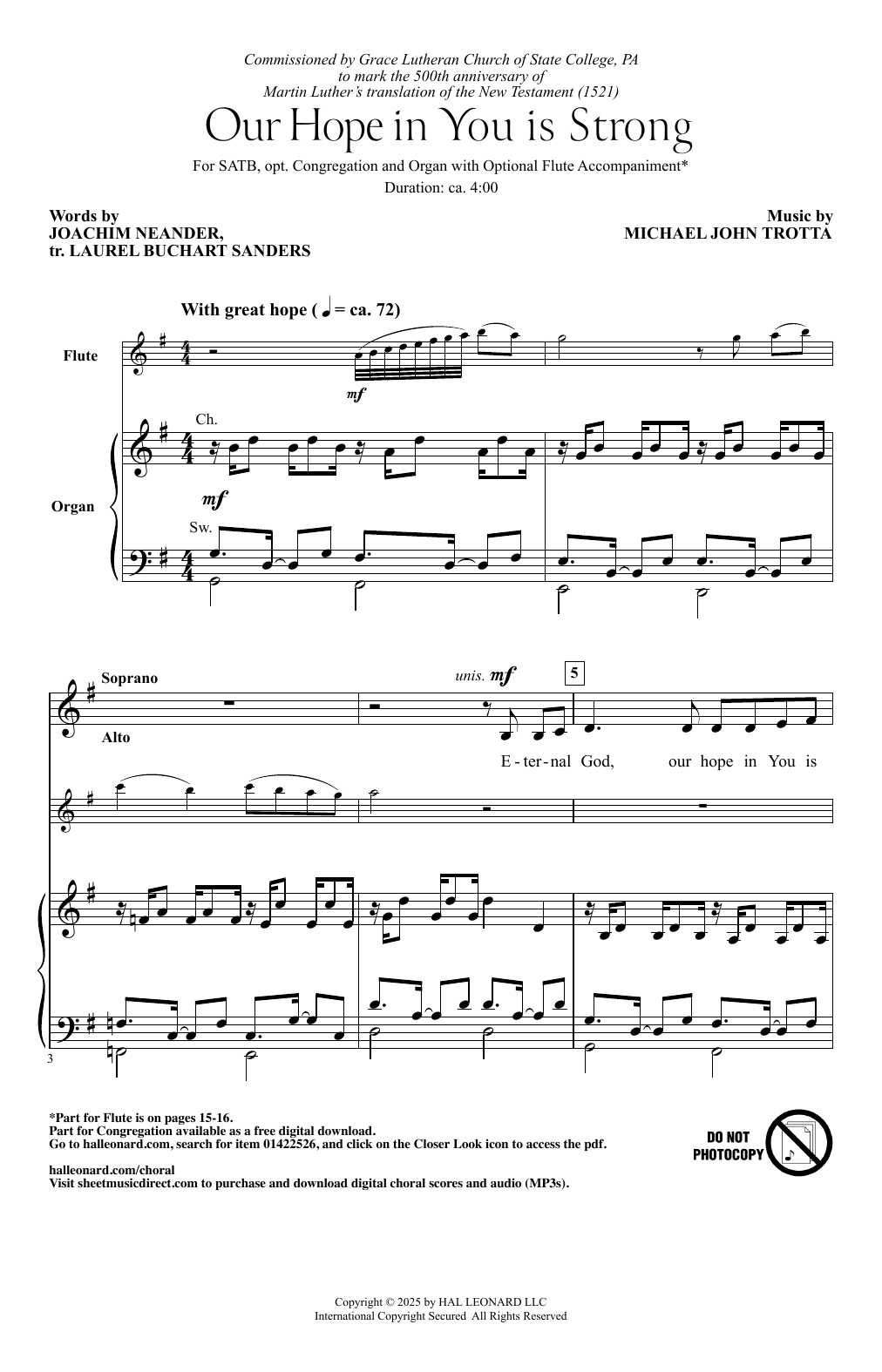 Download Michael John Trotta Our Hope In You Is Strong Sheet Music and learn how to play SATB Choir PDF digital score in minutes