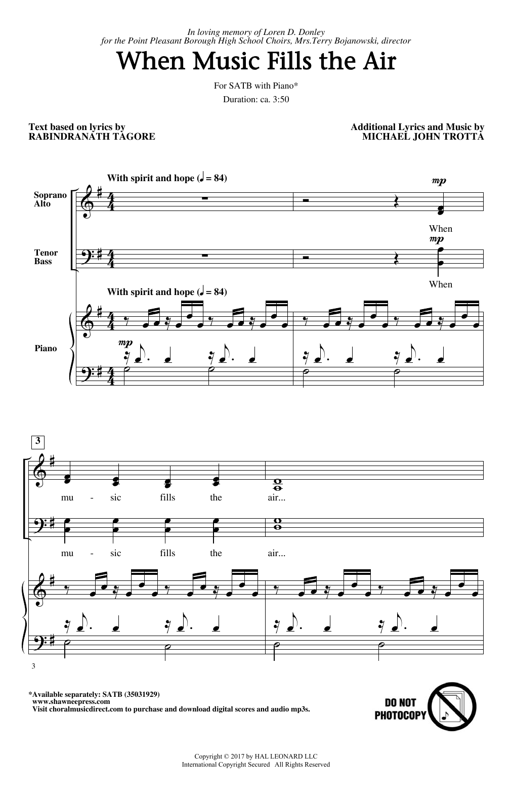 Download Michael John Trotta When Music Fills The Air Sheet Music and learn how to play SATB PDF digital score in minutes