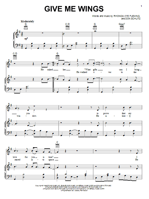 Download Michael Johnson Give Me Wings Sheet Music and learn how to play Piano, Vocal & Guitar (Right-Hand Melody) PDF digital score in minutes