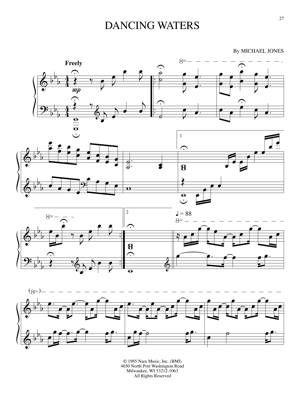 Download Michael Jones Dancing Waters Sheet Music and learn how to play Piano Solo PDF digital score in minutes