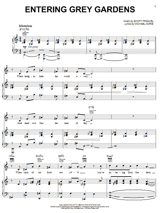 Download Michael Korie Entering Grey Gardens Sheet Music and learn how to play Piano, Vocal & Guitar (Right-Hand Melody) PDF digital score in minutes
