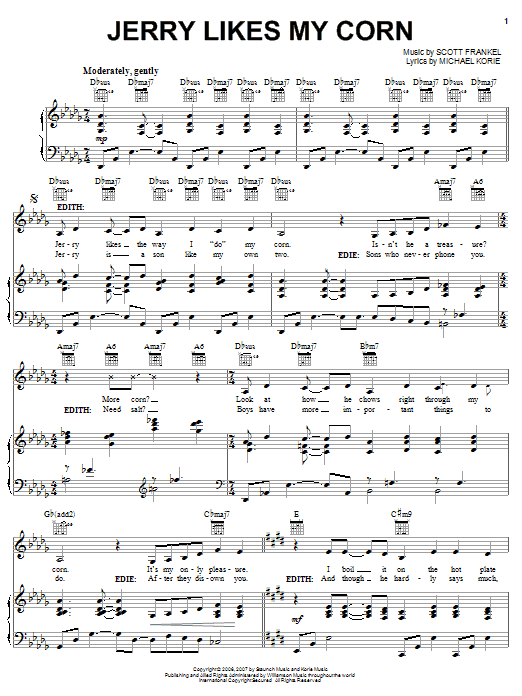 Download Michael Korie Jerry Likes My Corn Sheet Music and learn how to play Piano, Vocal & Guitar (Right-Hand Melody) PDF digital score in minutes