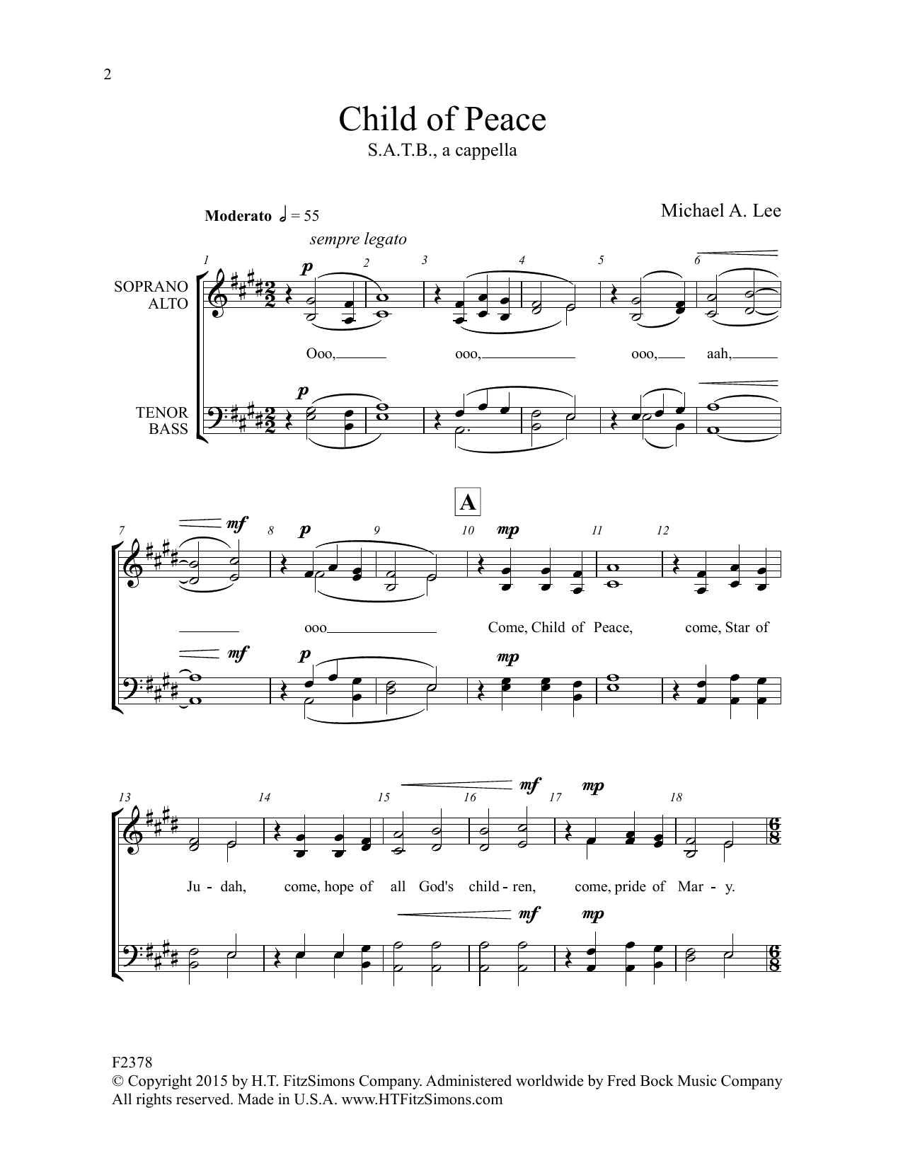 Download Michael Lee Child Of Peace Sheet Music and learn how to play SATB Choir PDF digital score in minutes