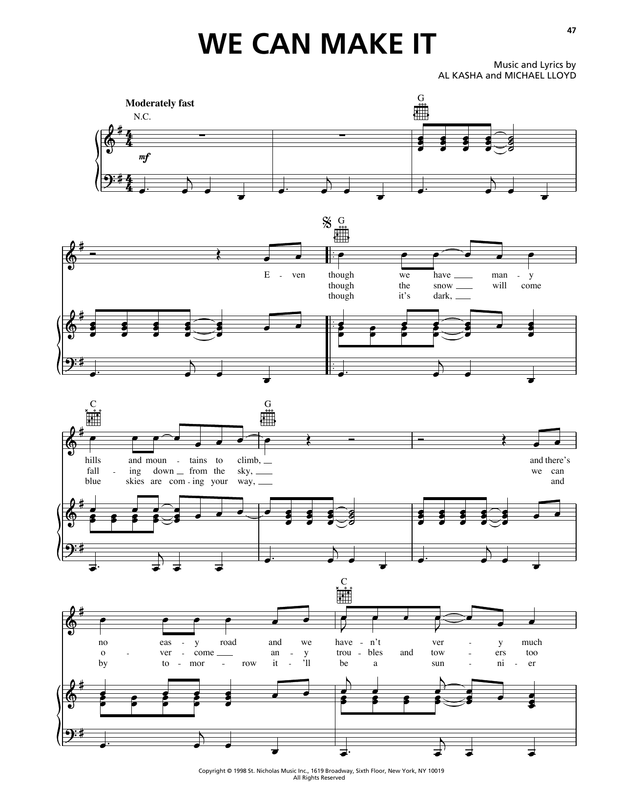 Download Michael Lloyd We Can Make It (from Rudolph The Red Nosed Reindeer) Sheet Music and learn how to play Piano, Vocal & Guitar Chords (Right-Hand Melody) PDF digital score in minutes
