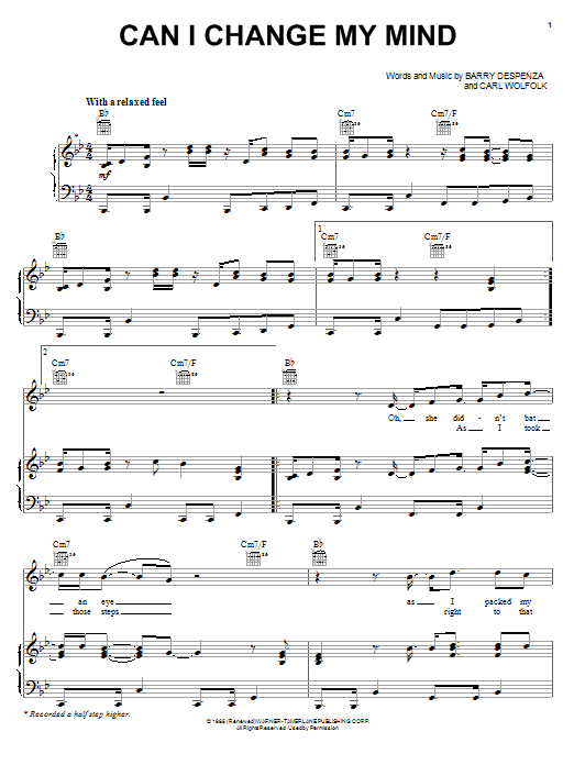 Download Michael McDonald Can I Change My Mind Sheet Music and learn how to play Piano, Vocal & Guitar (Right-Hand Melody) PDF digital score in minutes