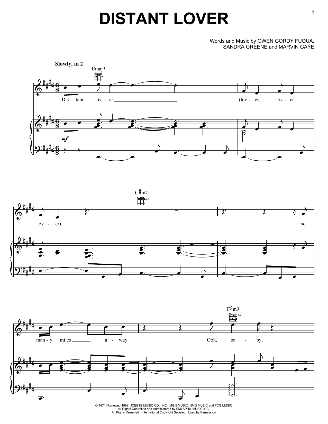 Download Michael McDonald Distant Lover Sheet Music and learn how to play Piano, Vocal & Guitar (Right-Hand Melody) PDF digital score in minutes