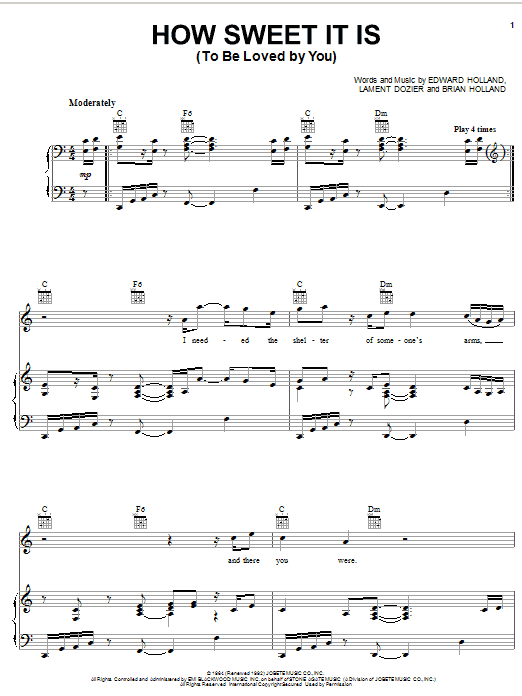 Download Michael McDonald How Sweet It Is (To Be Loved By You) Sheet Music and learn how to play Piano, Vocal & Guitar (Right-Hand Melody) PDF digital score in minutes