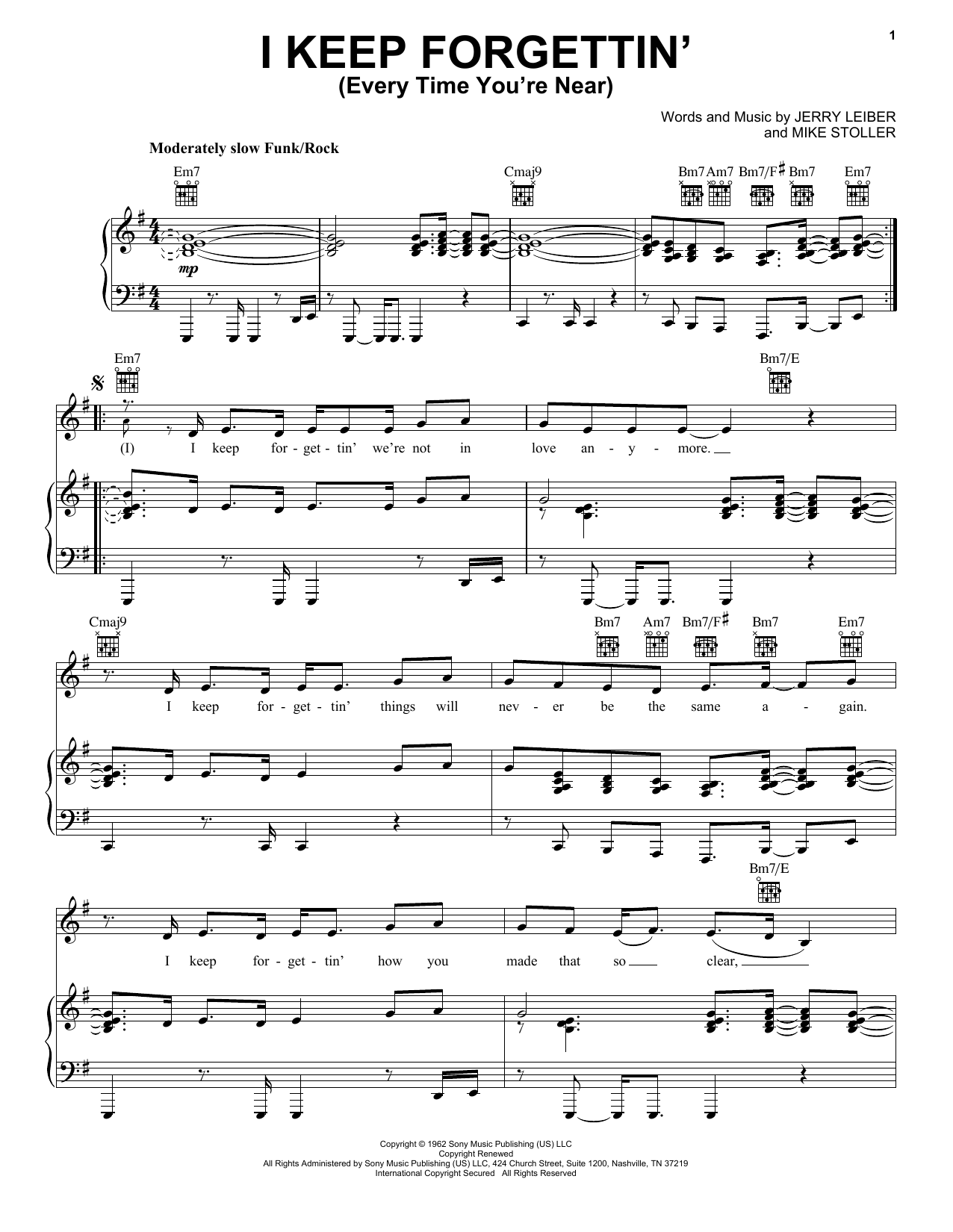 Download Michael McDonald I Keep Forgettin' (Every Time You're Near) Sheet Music and learn how to play Melody Line, Lyrics & Chords PDF digital score in minutes