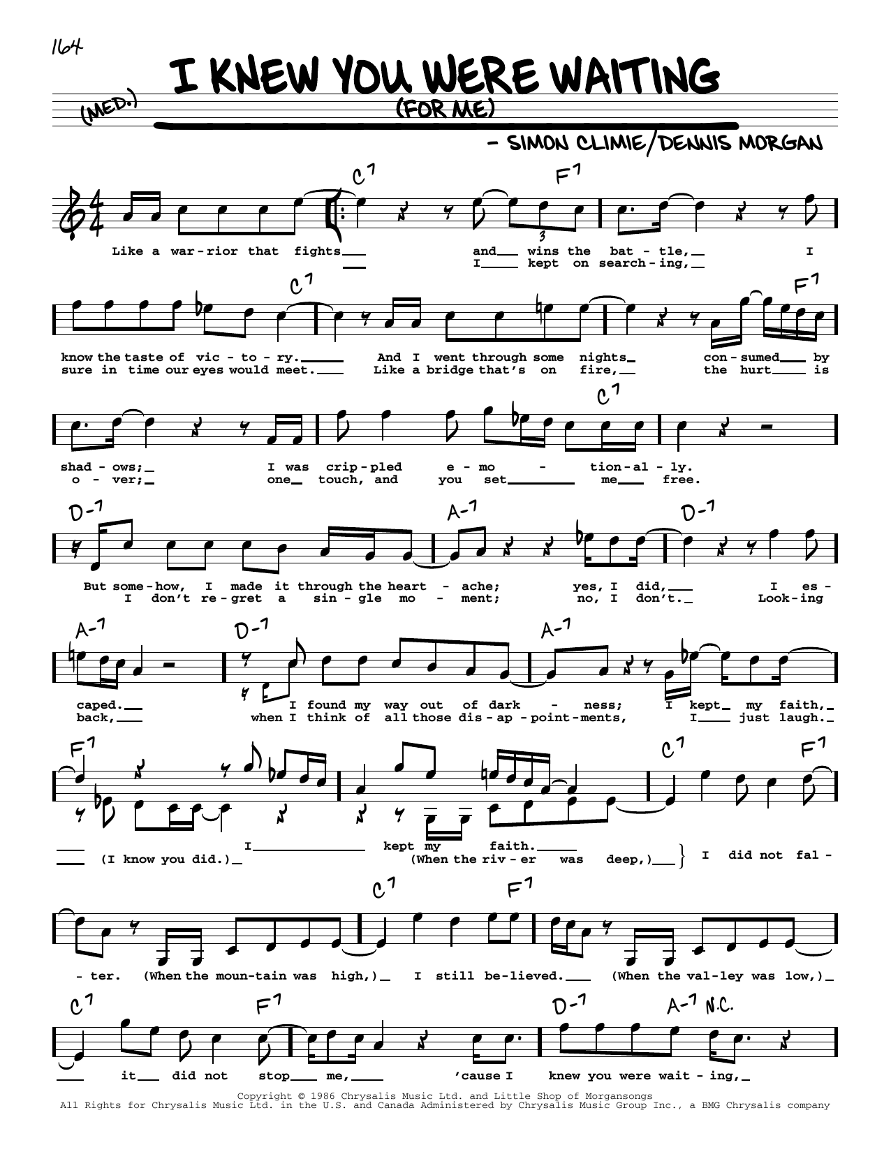 Download Michael McDonald I Knew You Were Waiting (For Me) (High Voice) Sheet Music and learn how to play Real Book – Melody, Lyrics & Chords PDF digital score in minutes