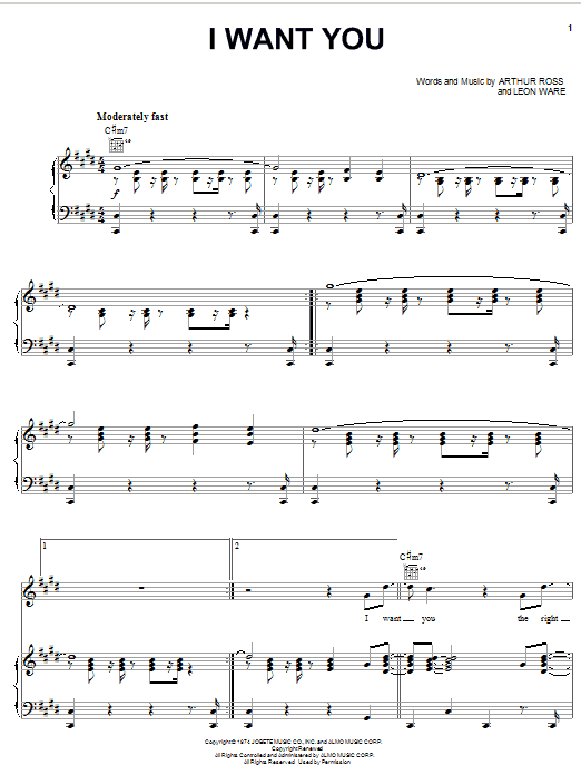 Download Michael McDonald I Want You Sheet Music and learn how to play Piano, Vocal & Guitar (Right-Hand Melody) PDF digital score in minutes