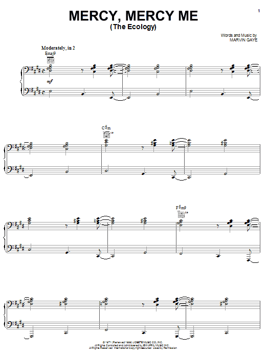 Download Michael McDonald Mercy, Mercy Me (The Ecology) Sheet Music and learn how to play Piano, Vocal & Guitar (Right-Hand Melody) PDF digital score in minutes