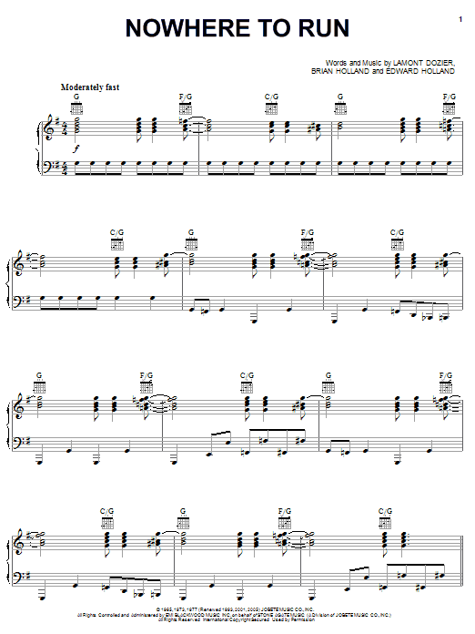 Download Michael McDonald Nowhere To Run Sheet Music and learn how to play Piano, Vocal & Guitar (Right-Hand Melody) PDF digital score in minutes