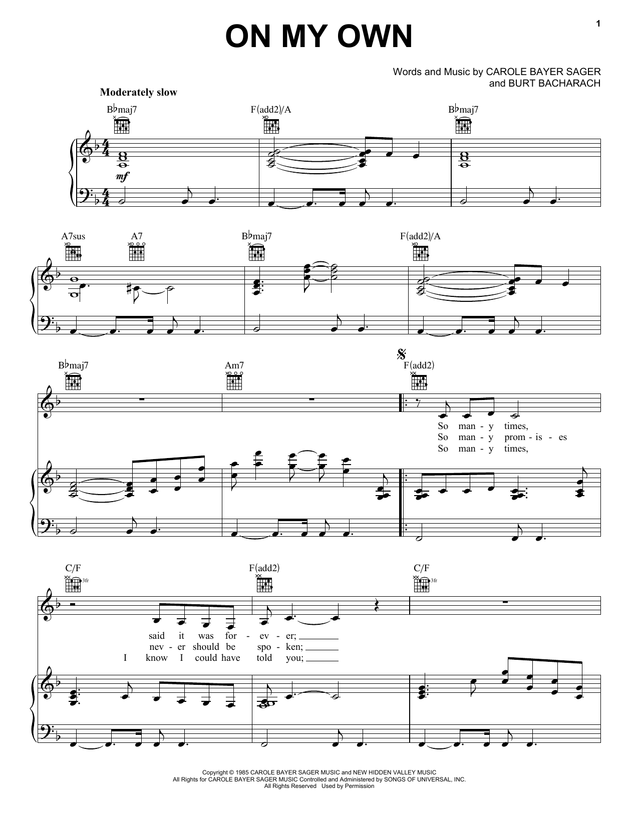 Download Michael MacDonald On My Own Sheet Music and learn how to play Keyboard PDF digital score in minutes
