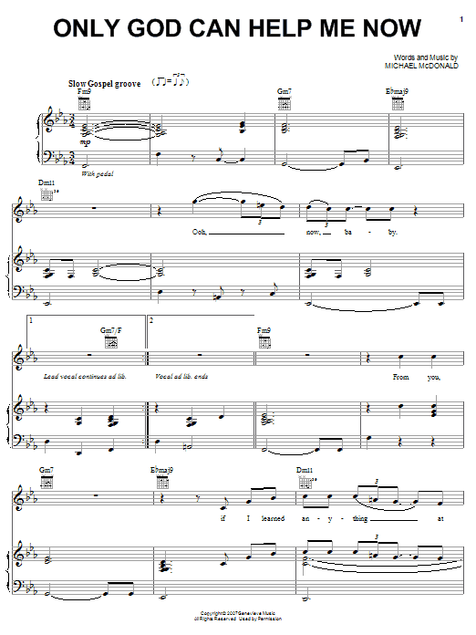 Download Michael McDonald Only God Can Help Me Now Sheet Music and learn how to play Piano, Vocal & Guitar (Right-Hand Melody) PDF digital score in minutes
