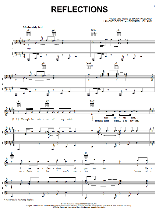 Download Michael McDonald Reflections Sheet Music and learn how to play Piano, Vocal & Guitar (Right-Hand Melody) PDF digital score in minutes