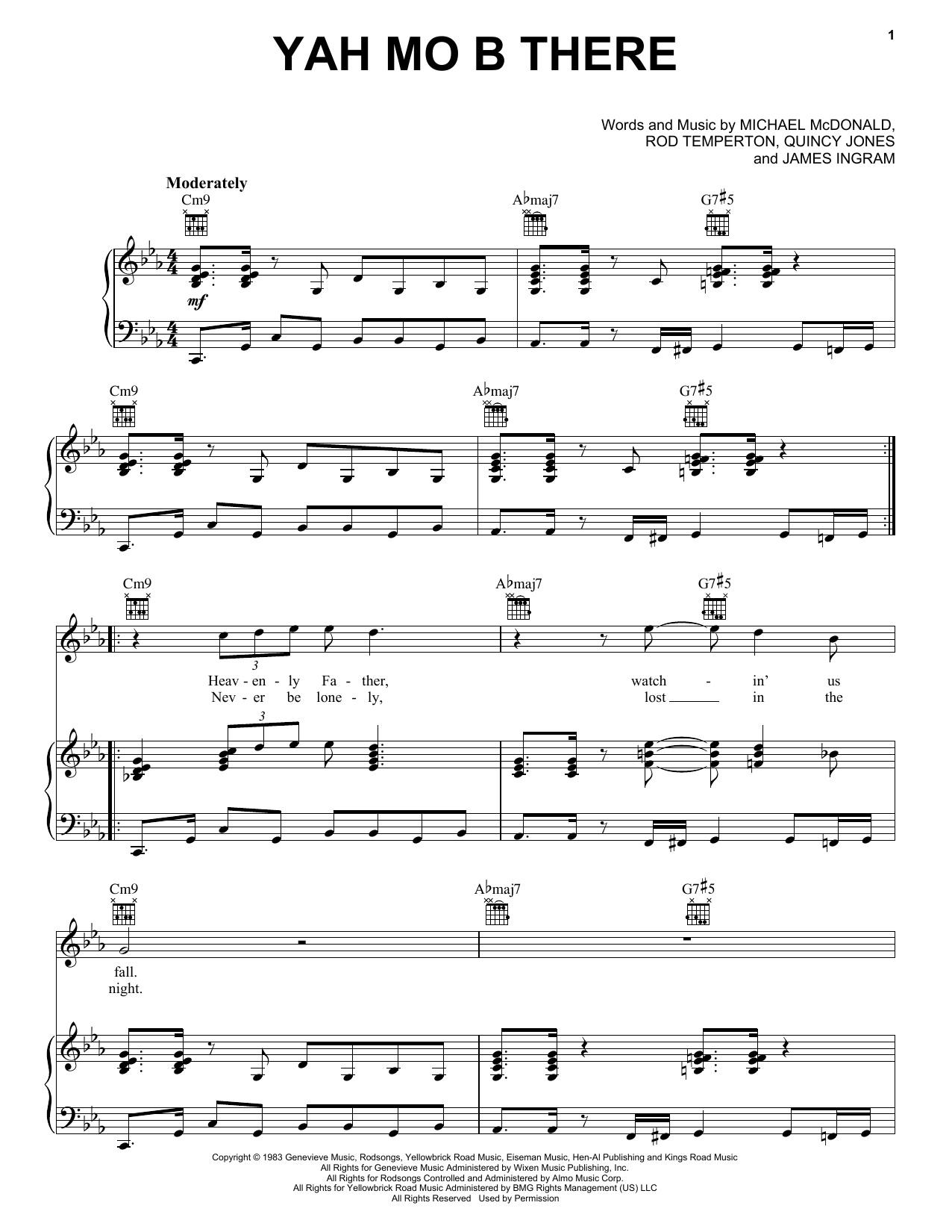 Download Michael McDonald Yah Mo B There Sheet Music and learn how to play Lyrics & Chords PDF digital score in minutes